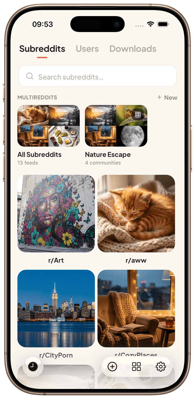 Custom feeds and subreddits overview in SubStory